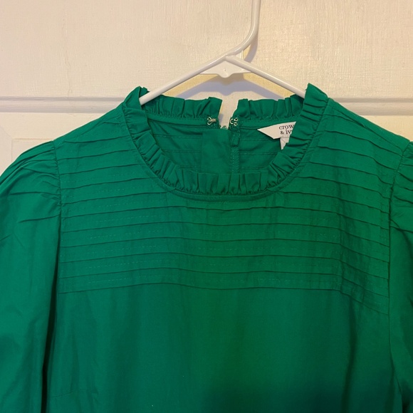 Crown & Ivy NWT green eyelet hem midi  dress Size 6 - Picture 3 of 12